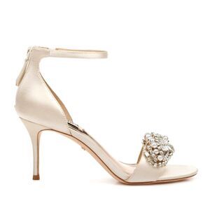 Badgley Mischka Ivory Odalis Ornamented Evening Sandals, Sz 9.5 LEFT & 8.5 RIGHT